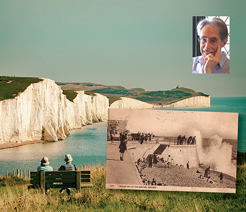 This is a picture of Paul Lewis, Cuckmere Haven and a rough sea at the Bastion