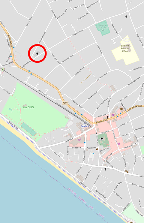 This is a map of the location of Seaford Baptist Church