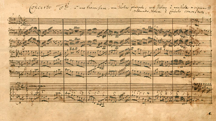 This is a view the first page of the score of Bach's BWV1050